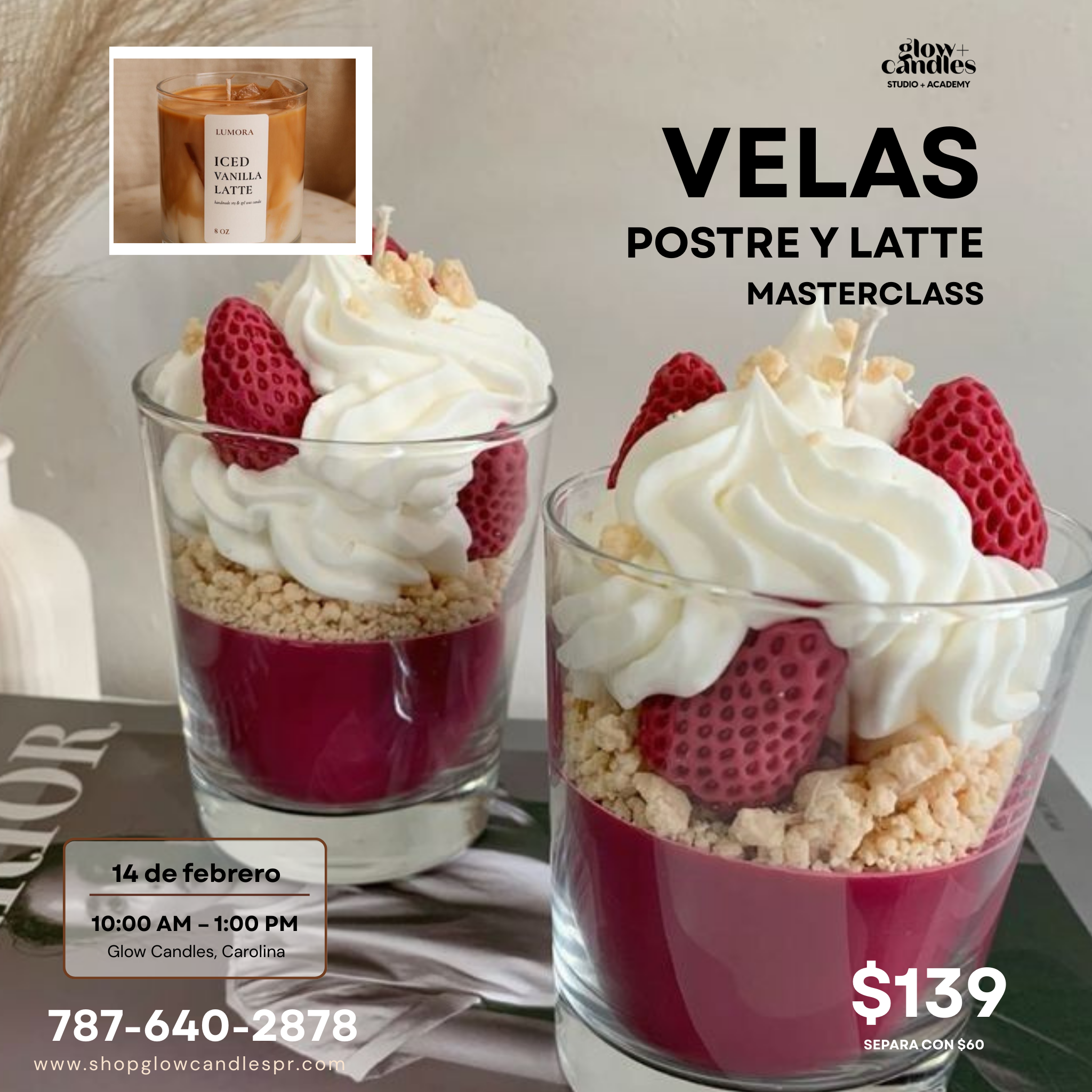 Taller Grupal - 3 en 1 Vela Aromática, de Postre y Latte ($149)