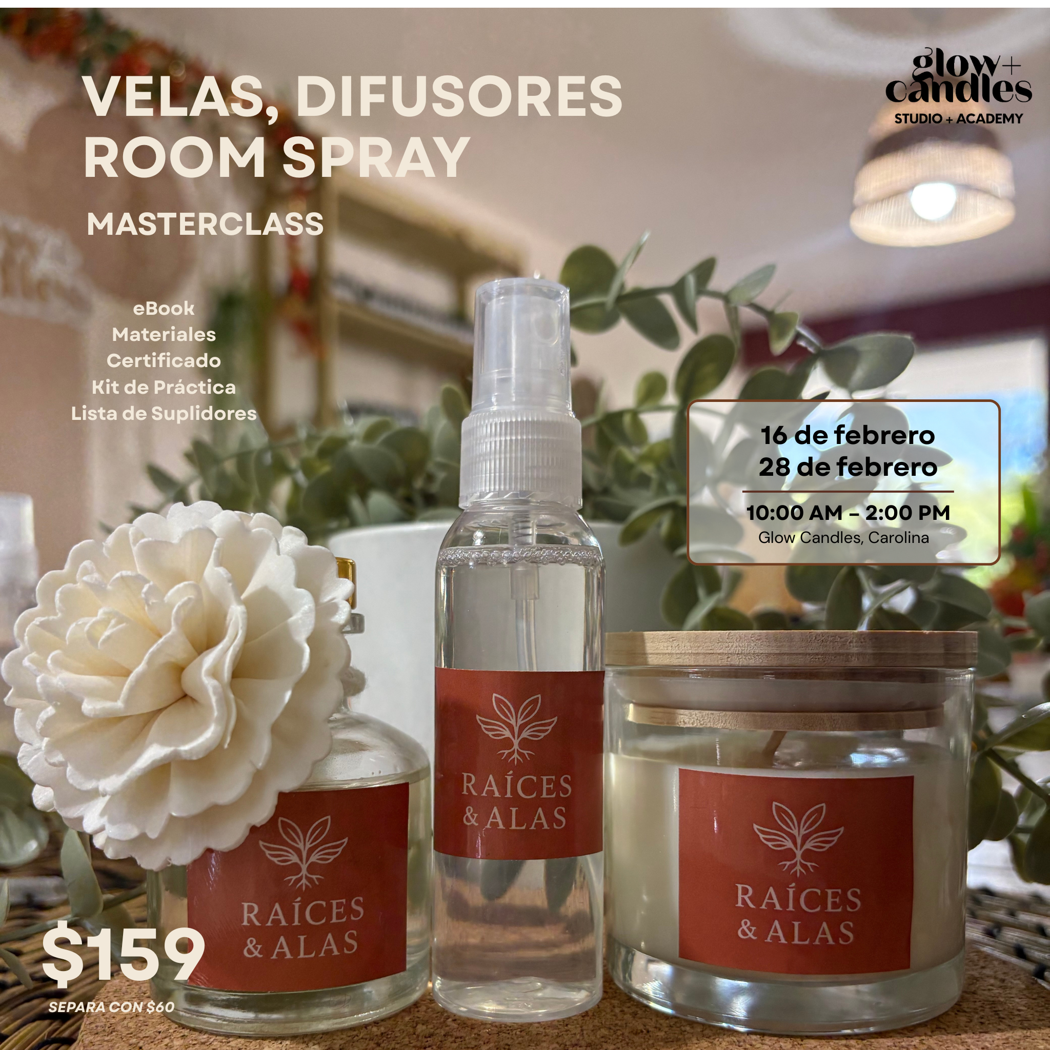 Taller Grupal-Velas, Difusores y Room Spray $159