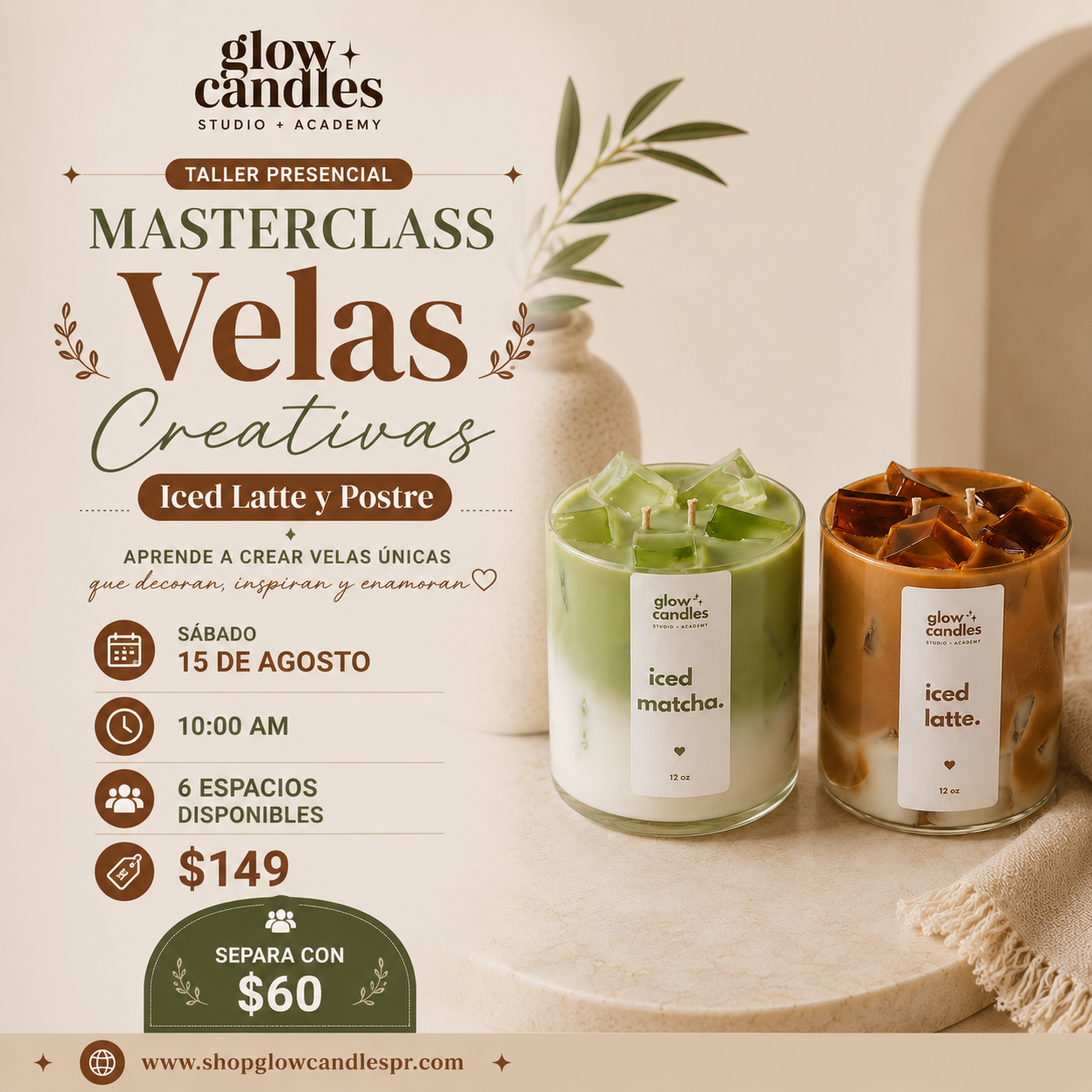 Taller Vela de Postre y Latte ($149)