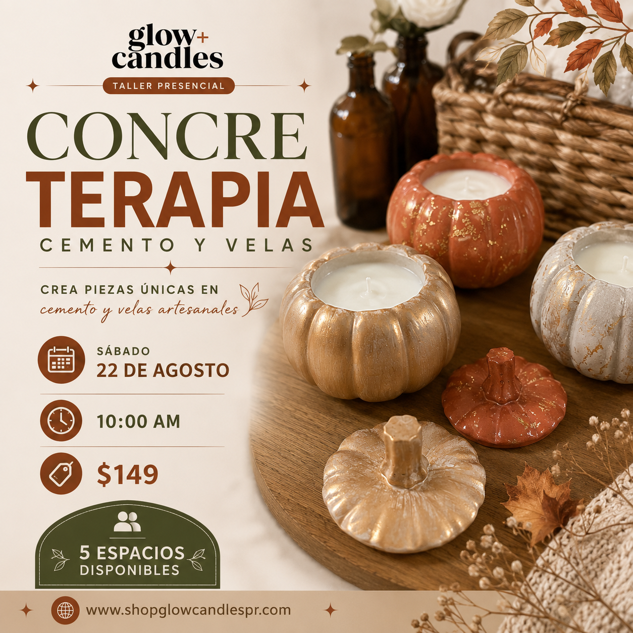 Taller Grupal-Concreterapia (Cemento y Velas) $149