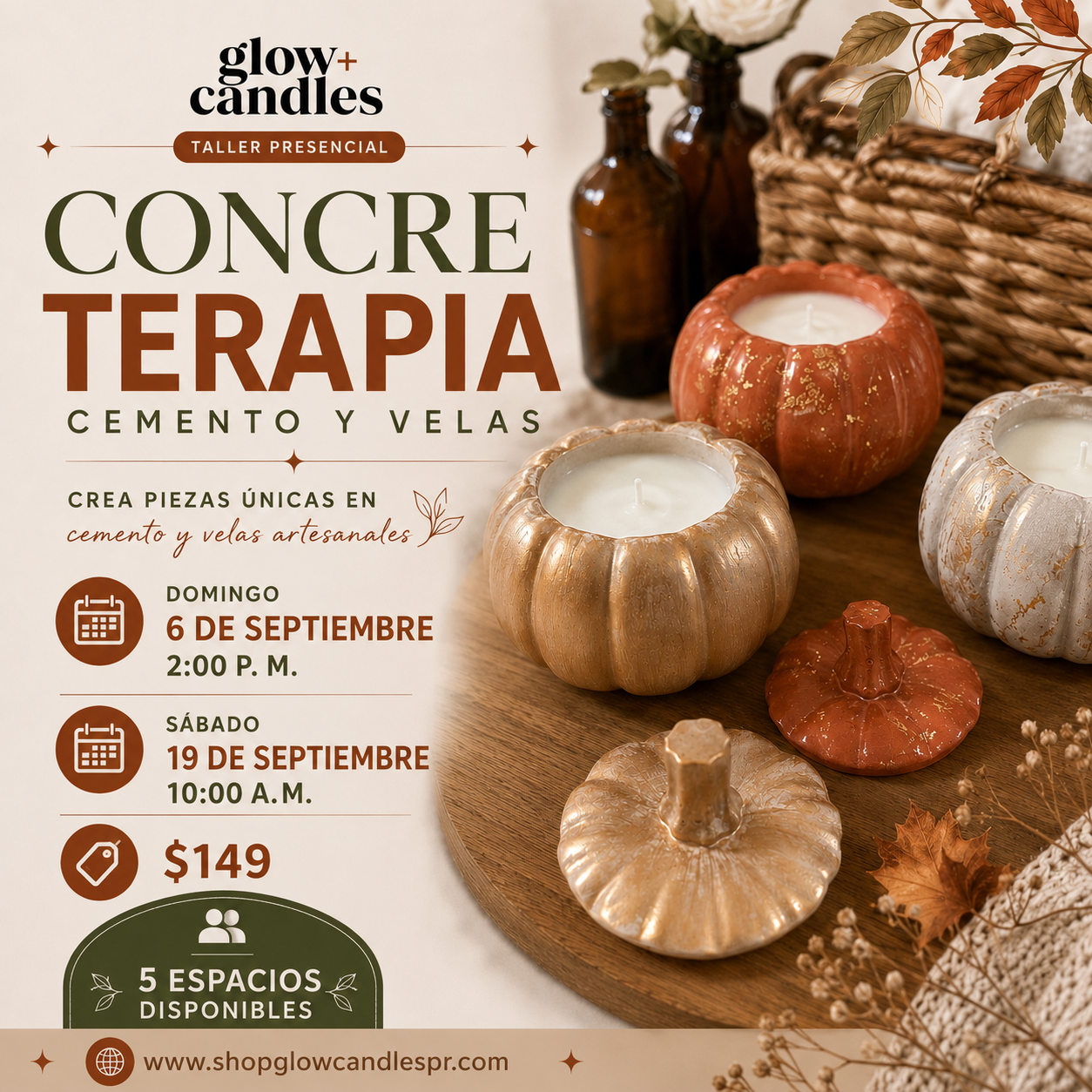Taller Grupal-Concreterapia (Cemento y Velas) $149