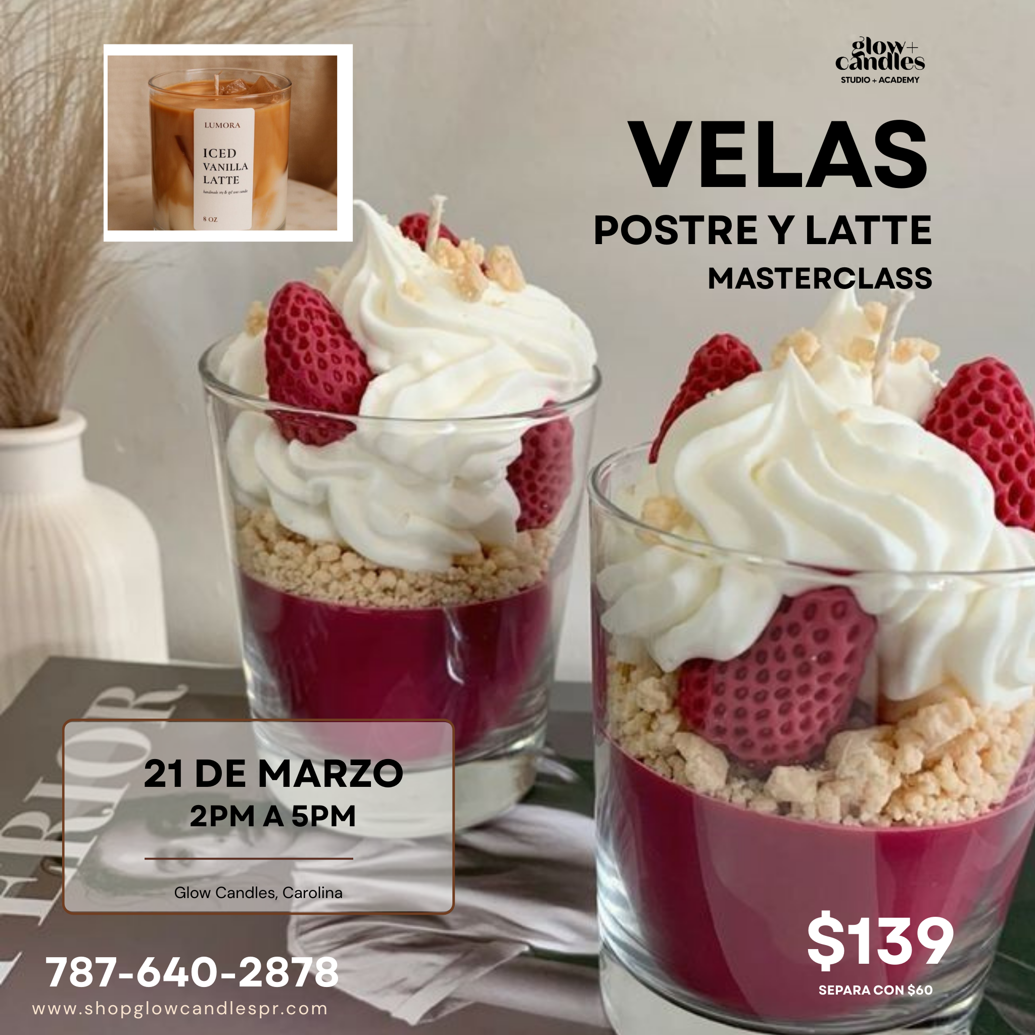 Taller Grupal - 3 en 1 Vela Aromática, de Postre y Latte ($139)