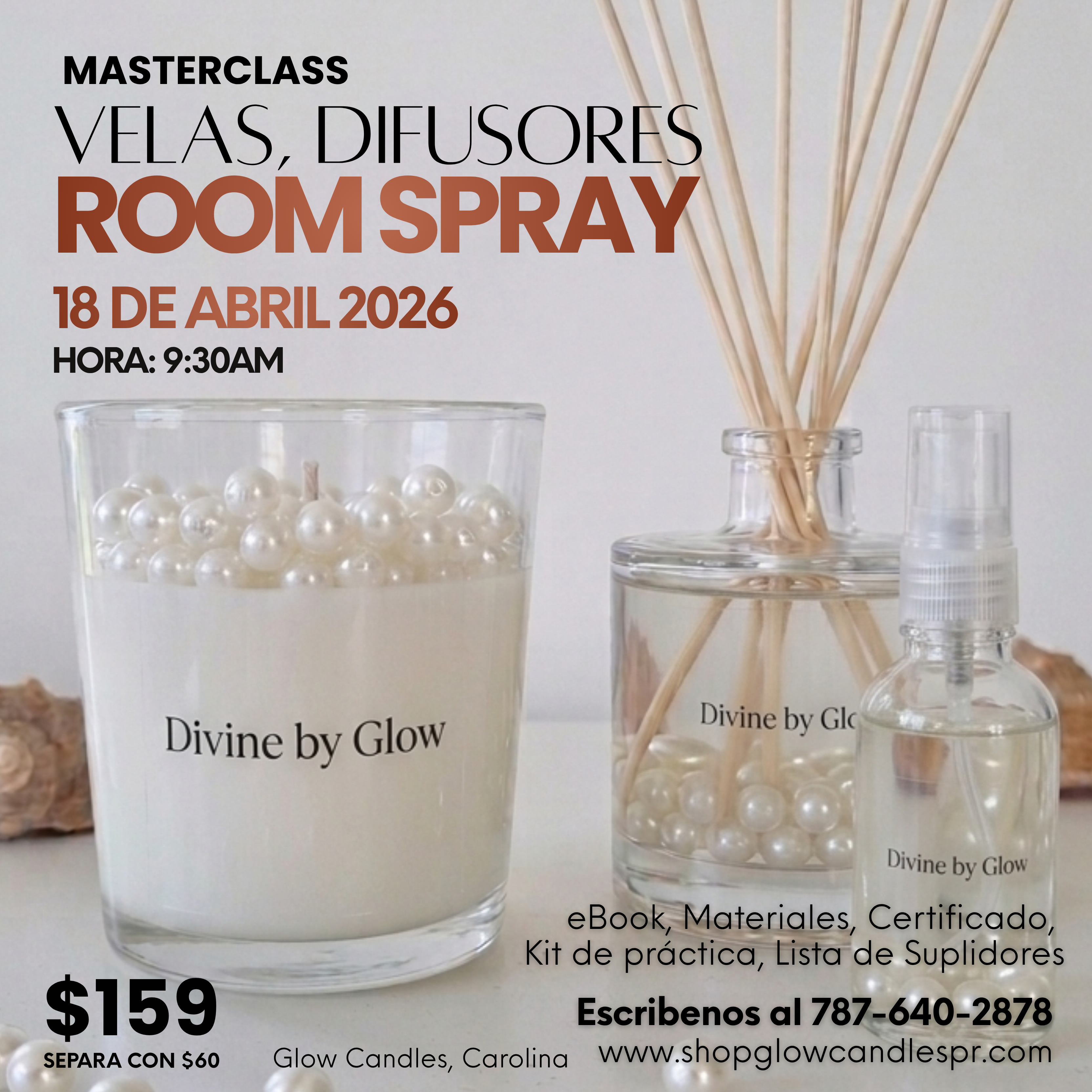 Taller Grupal-Velas, Difusores y Room Spray $159