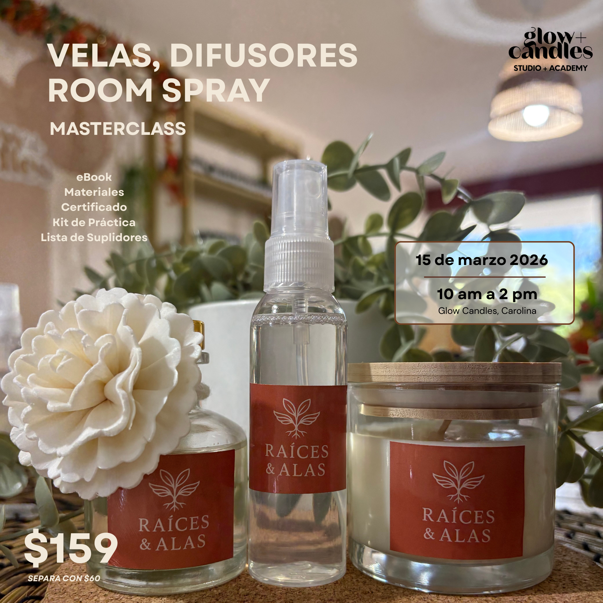 Taller Grupal-Velas, Difusores y Room Spray $159